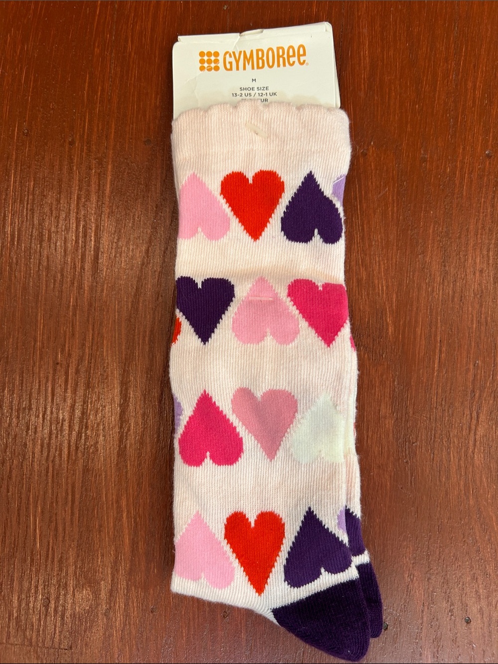 Gymboree Pink Socks with Red, Purple and Multicolor Hearts
